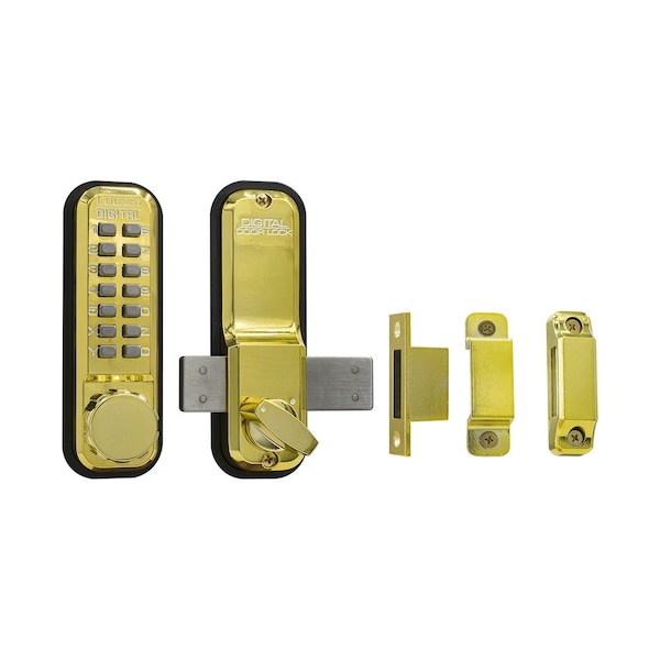Mechanical Keyless Surface Mount Deadbolt Lock Fits Doors Up To 3 Thick Bright Brass